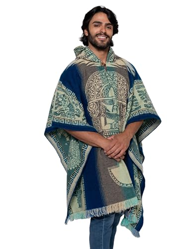 Alpaca Land, Handmade Ecuadorean Alpaca Wool Ponchos - color: Blue Ibarra