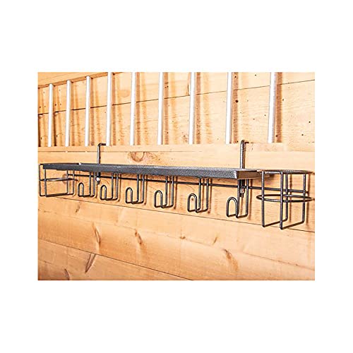 EASY-UP Pro 30 Shelf with Bottle Holders and Tack Hangers | Color Gray Armor Horse Stable Organizer | Rust-Resistant | Versatile Hanging Options | 7 Year Guarantee
