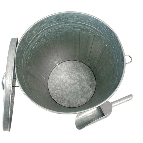 Audubon Woodlink Galvanized Steel Rustic Farmhouse Bird Food and Seed Locking Storage Bucket Bin with Scoop, Holds up to 16.5 Quarts or 25 Pounds