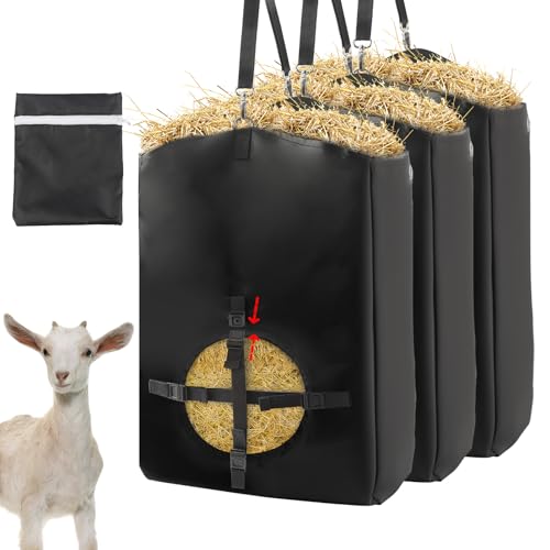 3 Pcs Hay Bags for Goats, Release Buckle for Goats Slow Feeder Hay Bags