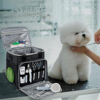 Pet Grooming Bag, Dog Grooming Supplies Organizer Tote Bag, Perfect for Pet Grooming Tool Kit Accessories-Black - color: Black