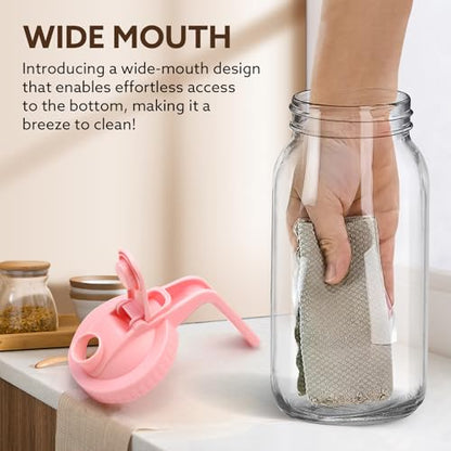 Mihlapi 32 oz Breast Milk Pitcher, 1 Quart Glass Mason Jar with Lid - color: Pink, size: 32 Ounces
