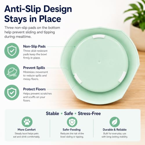 Green No Spill Dog Water Bowl, Pet Floating Water Bowl No Wet Mouth, Anti Splash & Anti Tip Slow Water Feeder, Keeps Fur Dry Clean Drinking Bowl for Dogs & Cats, Large Capacity Travel Friendly - color: Green, White