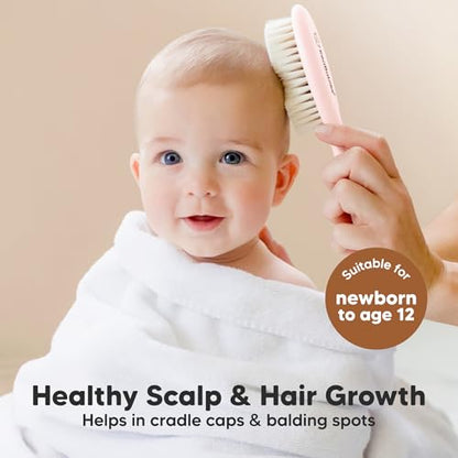Wooden Baby Hair Brush for Toddler, Infant Cradle Cap (Blush, Regular) - color: Blush, size: Oval, Regular 7"