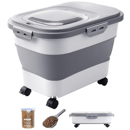 20-23 Lbs Dog Food Storage Container,Collapsible Dog Food Container - color: Grey