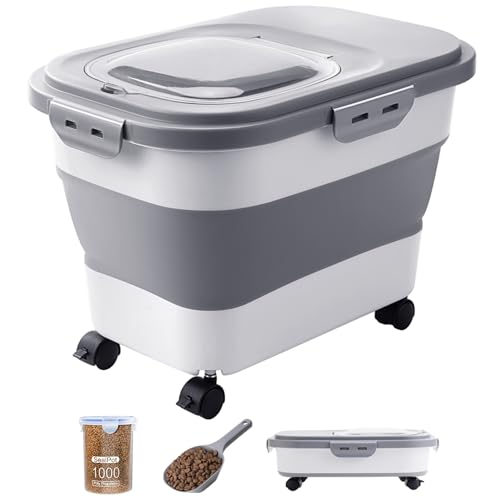 20-23 Lbs Dog Food Storage Container,Collapsible Dog Food Container - color: Grey