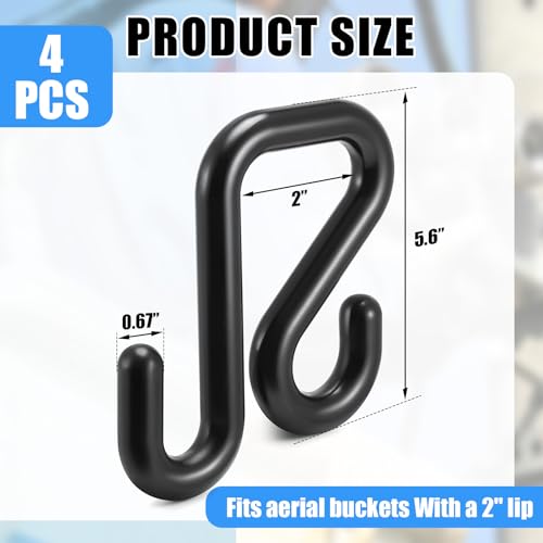 CroBlissful 4 Pcs Lineman Bucket Hooks 2 Inches Truck Blanket Hooks for Aerial Bucket Lip Tool Holders for All Seasons Lineman Accessories, Black 35lbs Working Load Limit - size: 2 Inches