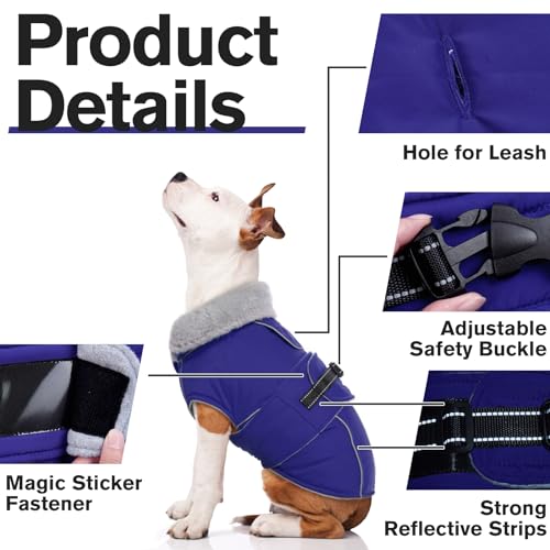 Lelepet Dog Coat Waterproof Dog Jacket Fleece Vest with Adjustable Buckle - color: Blue, size: S