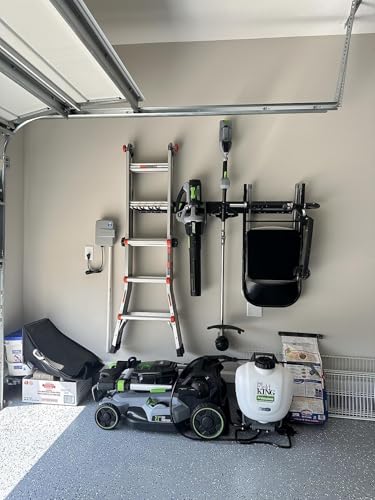 TIDYME Garage Tool Organizer Wall Mount - 48 inches - Sturdy Storage Rack with Adjustable Hooks, Anti-Rust - Easy Installation, 300lbs Capacity - Garden Tool Organizer (03 Racks & 06 Hooks) | 300 lbs, anti-rust carbon steel, garden tool organizer & storag