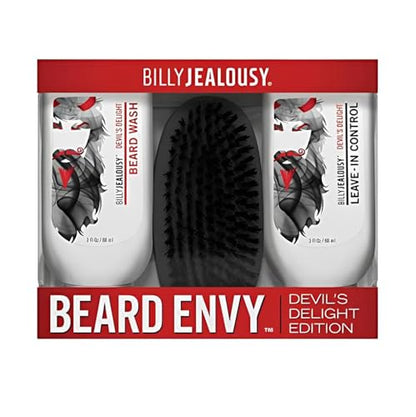 Billy Jealousy Beard Envy Facial Hair Refining Kit with Beard Wash Facial Hair Control and Boar Bristle Brush for Clean, Hydrated, Soft, Tamed Unruly Mane - style: Devil's Delight