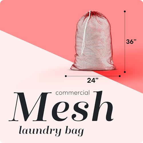 Handy Laundry Mesh XL Laundry Bag 24"x36", Heavy Duty Drawstring, Red - color: Red