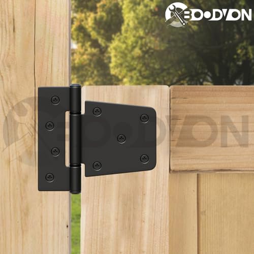 3.5 Inch Heavy Duty Gate Hinges, Extra Thick Black Shed Barn Door Hinges for Wooden Fences, Yard Gate, Vinyl Fence Gate, Garage, Gate Door Hinges for Indoor Outdoor(4 Pack)