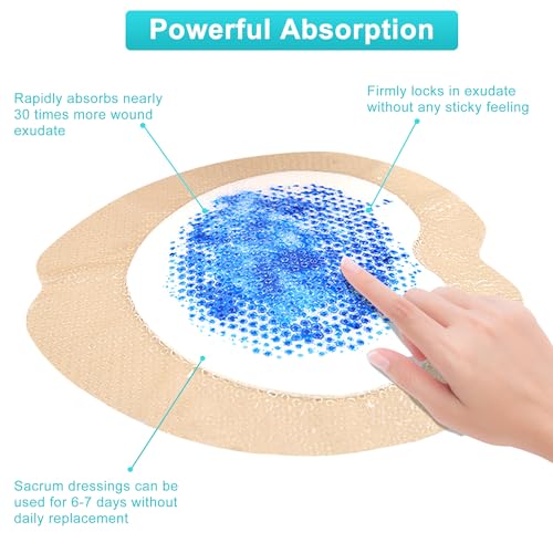 Sacrum Silicone Foam Dressing with Gentle Border, Sacrum Wound Bandages, Breathable Waterproof Sacral Dressing for Pressure Ulcers, Sacral Ulcers and Buttocks Bedsores (7" x 7", Pack of 5) - size: 7" x 7", 5 Pack