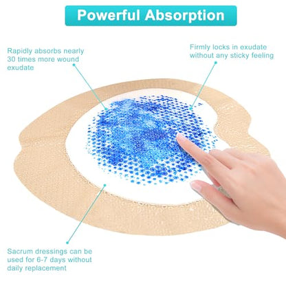 Sacrum Silicone Foam Dressing with Gentle Border, Sacrum Wound Bandages, Breathable Waterproof Sacral Dressing for Pressure Ulcers, Sacral Ulcers and Buttocks Bedsores (7" x 7", Pack of 5) - size: 7" x 7", 5 Pack