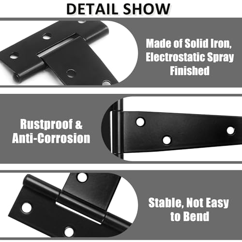 Murtenze 12Pack 2 Inch Black T-Strap Shed Hinge - color: Black, size: 2 Inch - 12Pack