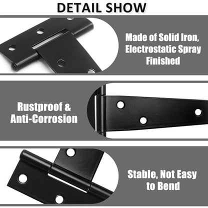 Murtenze 12Pack 2 Inch Black T-Strap Shed Hinge - color: Black, size: 2 Inch - 12Pack