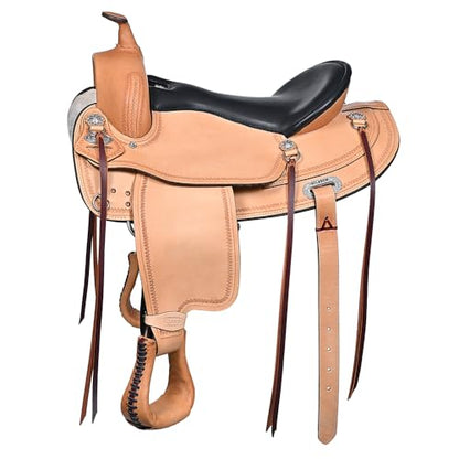 HILASON Draft Horse Saddle Tan 9-Inch Gullet Western Trail - size: 17 In