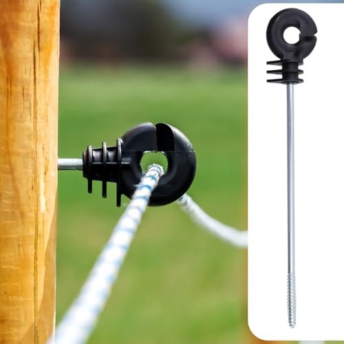 10Pcs Long Electric Fence Wood Post Insulator Screw-in Insulator | Long Arm Wood Post Insulator Fence Post Insulator Wire Insulators for Tape Rope Electric Fence Wire Wood Post Garden