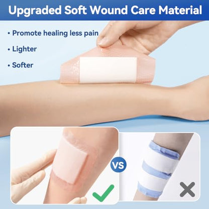 Dimora 20 Count Silicone Super Absorbent Wound Dressing - Gentle Border 5" x 5" Adhesive Bandages for Diabetic Foot Ulcers, Heavy Exudate Wound Care Pads with Ultrasorb Polymer - size: 5"x 5" - 20 pcs
