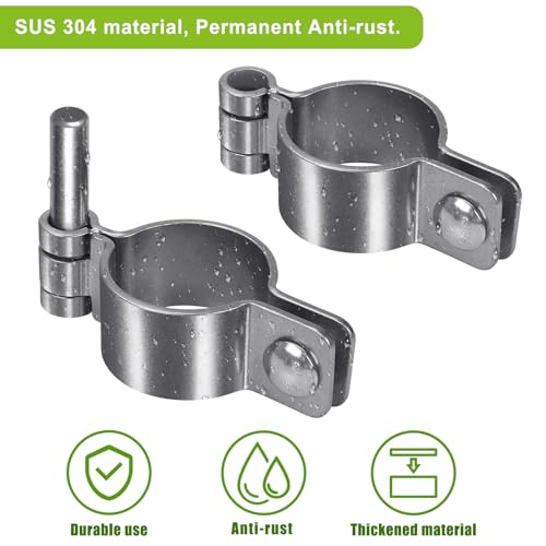 Insaga 2-3/8'' Chain Link Fence Gate Post Hinge Kit, Thick SUS304 Chain Link Fence Parts Includes Female Gate Hinge (2pcs) and Male Gate Hinges (2pcs), Heavy Duty Gate Hinges up to 500LB (2 Pairs) - color: Heavyweight, size: 2-3/8''-2Pack