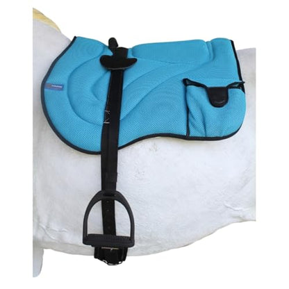 Horse Western Breathable Padded Anti-Slip Neoprene Bareback Saddle Pad 39194 - color: Turquoise/Black, size: Bareback Pad: 23" L x 36" W Cinch: 32" L x 4" W
