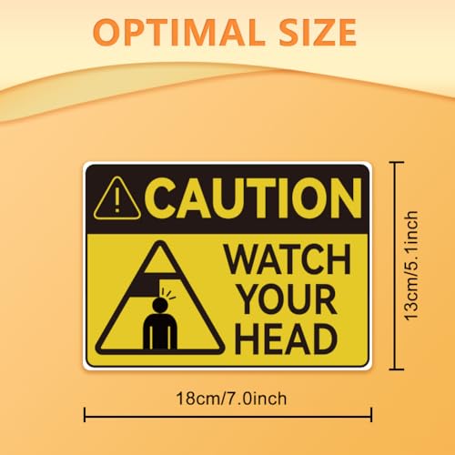 WADORN 10Pcs Caution Watch Your Head Stickers, Caution Head Sticker Mind Your Head Decals Head Watching Labels Waterproof Self-Adhesive Vinyl Decal for Stairs Warehouse Basement Factory 7.08x5.12 Inch - style: Watch Your Head