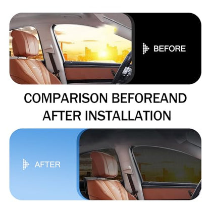 4 PCS Car Side Window Sunshade Net Combination Kit, Front Rear Window Glass Double-Layer Design Breathable High-Density Elastic Mesh, Modification Accessory, Suitable for Most SUVs (Black)