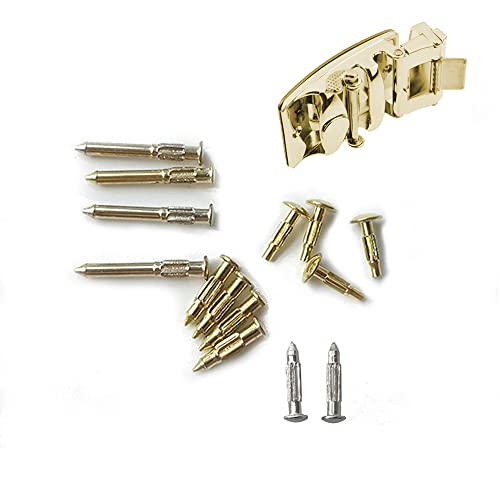 Belt Buckle Pins,Edge Rivet,Screws for Repair Men Sliding Automatic Buckle Accessories Set of 12 Pieces - color: Gold