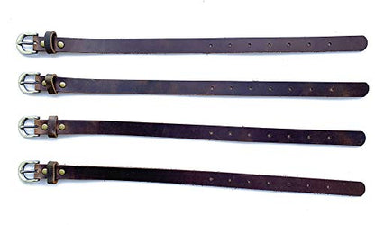 Jeereal Genuine Leather Stirrup Straps (4 Pack) with Metal Buckle Adjustable Length - color: Dark Brown