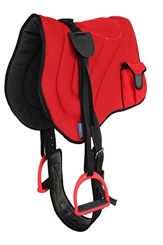 Horse Western Breathable Padded Anti-Slip Neoprene Bareback Saddle Pad 39194 - color: Red, size: Bareback Pad: 21" L x 36" W Cinch: 31" L x 4" W
