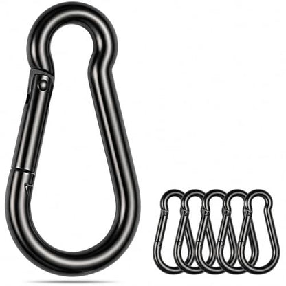 sprookber Stainless Steel Spring Snap Hook Carabiner - 304 Stainless Steel Caribeener Clips, Set of 6 - color: Black, size: 2.25 Inch