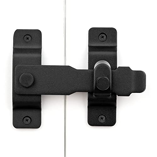 Matte Black Barn Door Latches，4.33”x 3.23” Flip Door Latch - color: Matte Black_1 Pack