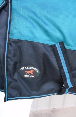 Challenger 1680D Turnout Waterproof Horse Winter Blanket Heavy-Weight 300gm Polyfill 6EE09 - color: Teal/Black, size: 82 inches