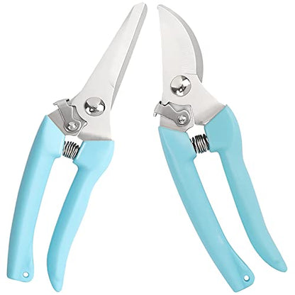 Premium Garden Shears, Pruning Scissors Gardening Tools, Pruners For Flower, Bushes, Rose And Fruit Tree, Use For Florist, Yard And Orchard the Plant Clippers, Sharp White Steel Anvil Snips - style: Blue