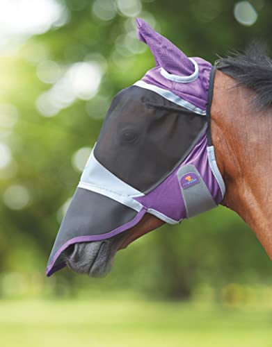 Shires Fly Guard Deluxe Fly Mask with Ears & Nose (Purple, Pony)