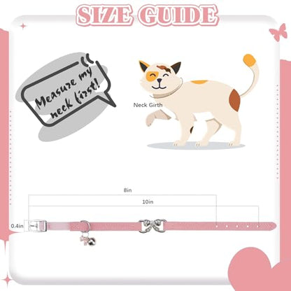 BINGPET Diamond Cat Collar with Bell,Adjustable Kitten Collar,Pink - color: Pink(Bowknot), size: Neck Girth 8"-10"