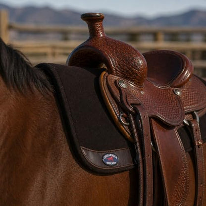 Horse SADDLE PAD Western Contoured Wool Felt Moisture Wicking Black 39RT - color: Brown/Brown