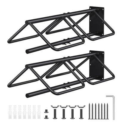 2 Pcs Saddle Rack Wall Mount with Saddle Pad Bar, 120-lb Capacity Heavy Duty Steel Horse Saddle Stand, Blanket Holder Tack Storage for Western English Saddles, Tack Room Barn Organizer, Black