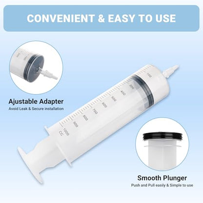 1000ml Large Syringe, Epoxy Plastic Syringes for Liquids with Tip Adapter | Large Syringe for Scientific Labs, Measuring, Watering, Refilling, Filtration, Plants, Multiple Uses, Individually Sealed - style: 1000 ML