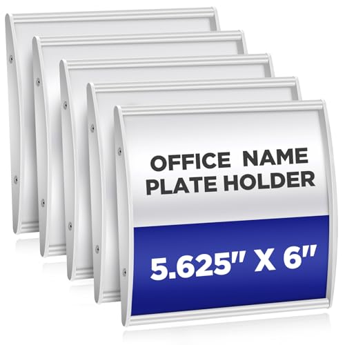 Yaocom Set of 5 Curved Name Plate Holder for Doors 5.625" x 6", Silver - color: Silver