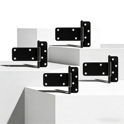 4 Pack 5” Heavy Duty Gate Hinges,260 Lbs Capacity Black Door Hinges | T Gate Hinges Wrought Hardware for Wooden Fences, Barn Door, Screws Included (5 inches - 4 Pack) -Patent Pending - size: 5 inches - 4 Pack