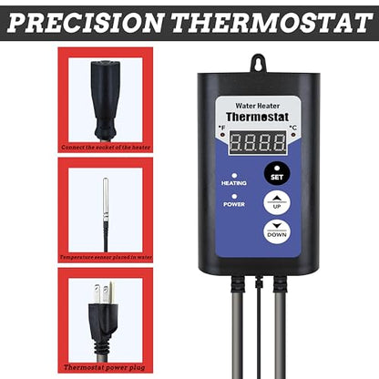 Immersion Water Heater 3500W 240V Portable Bathtub & Pool Submersible Electric Water Heater with Leakage Protection & Thermosta for Hot Tub, Above-Ground Pool, Baptistry & Inflatable Pool