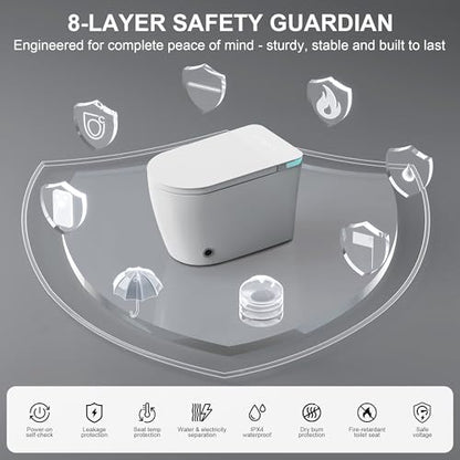 Smart Toilet with Bidet Heated Seat Auto Flush & Soft-Close Seat/Lid | Tankless Electric One Piece Toilets for Bathroom with Foot Sensor Warm Water Wash&Air Dry Siphon Dual Flush 0.8/1.2 GPF - color: Cloudy White