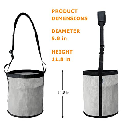 Horse Feed Bag, Nylon Mesh Grain Horse Feed Bucket (Grey 2P) | with Adjustable Strap Comfortable Neck Pad Nose Pad and Waterproof Bottom - color: Grey