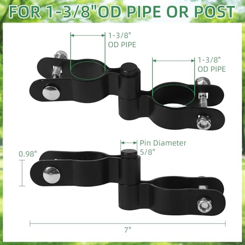 1-3/8'' Chain Link Fence Gate Post Hinge, 2 Pcs Gate Hinges with 1-3/8" Female Hinge(2 pcs), Heavy Duty Fence Gate Frame Hinges - size: 1-3/8" (2 Male + 2 Female)