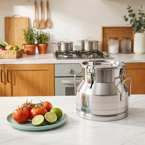 3.17 Gallon Stainless Steel Milk Can 12L Milk Jug | Food-grade Stainless Steel Container, Milk Bucket, Water Jug, Silicone Sealed Lid, Heavy Duty - size: 12 L/3.17 Gallon