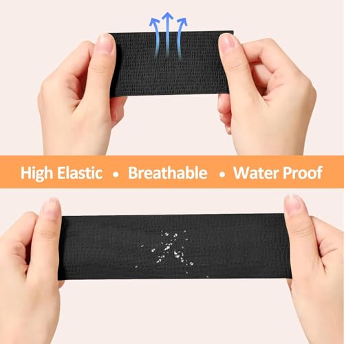 BIRDDIE 9 Packs 1"/2"/3" Black Self Adherent Bandage Wrap - color: Black-9
