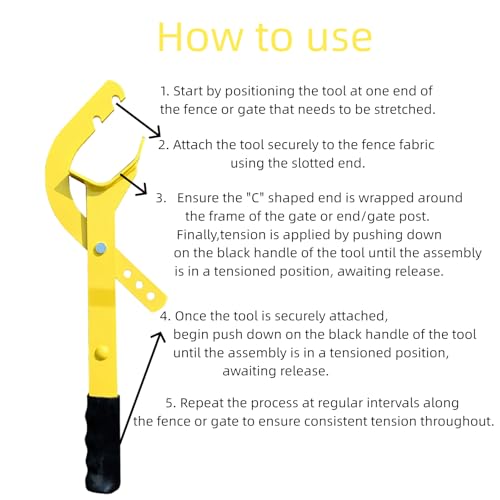 Heavy Duty Fence Stretcher Tool for Chain Link, Fence Puller Tool for Easy One Person Operation, Adjustable Pull Range, Fits 1-3/8" to 4" Posts - size: Compatible Post Size: 1-3/8" to 4"