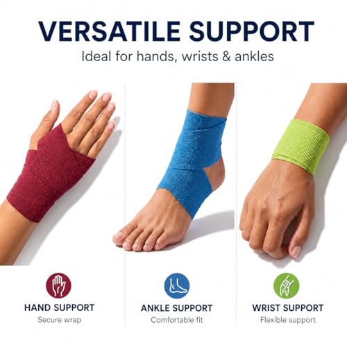 Primacare WB-7709 Self Adhesive Bandage Wrap 48 Pack, 2” x 5 Yards Cohesive Elastic Bandage Wrap, Multi Color Self Adherent Athletic Wrap Tape for Wrist, Ankle, Sports, First Aid, Vet and Pet Care