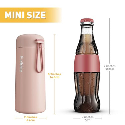 8 oz Water Bottles Made of 304 Stainless Steel, Small Water Bottles Double Wall Vacuum Insulation for Hot&Cold Drinks, Water Bottle Purse with Carry Handle - 100% Leakproof(Pink) - color: Pink, size: 8.5 Ounces